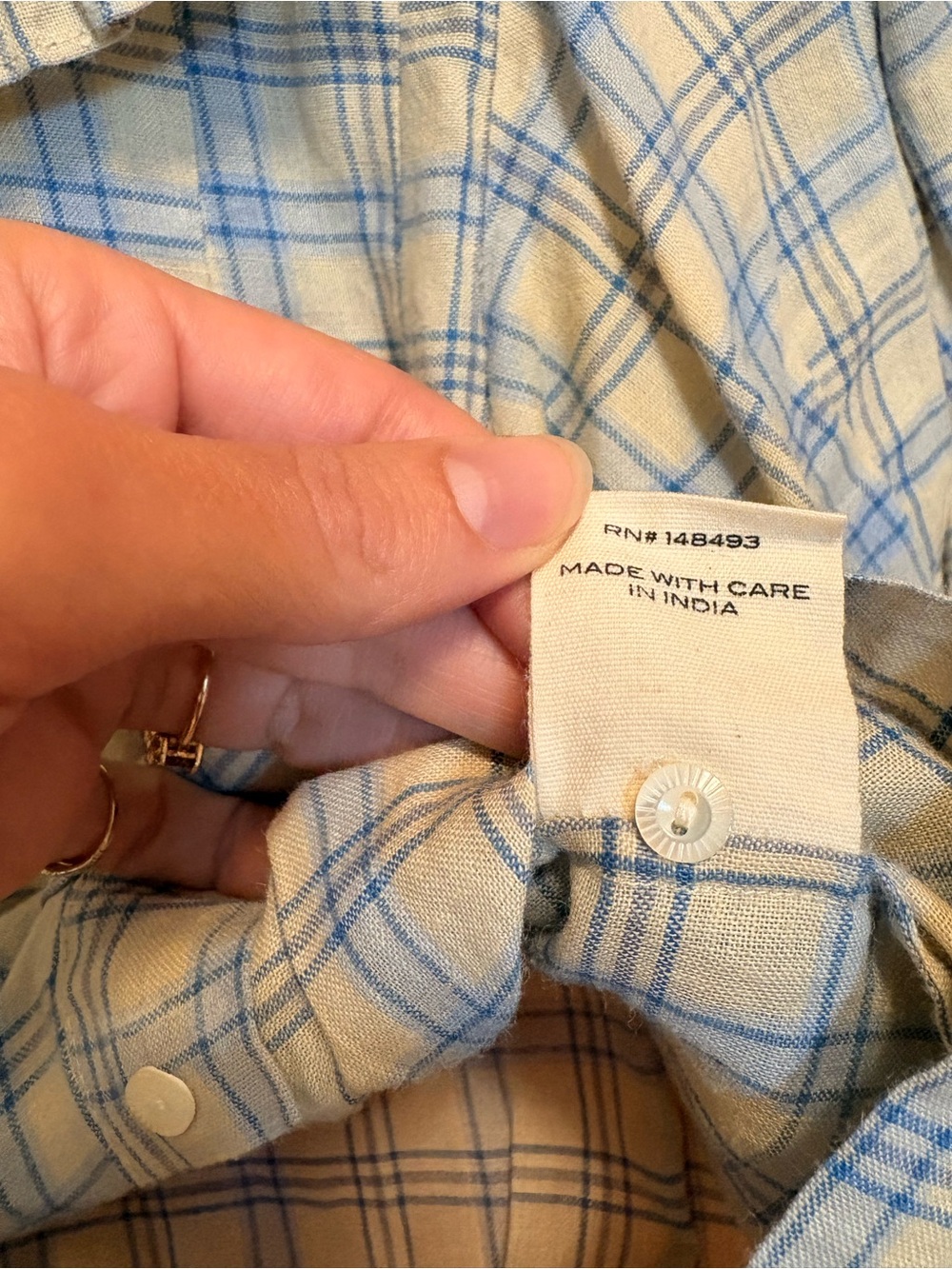 Doen Sparrow top in Meadowlark Cream & Light Blue Plaid Scalloped-Collar Crop - Picture 6 of 6